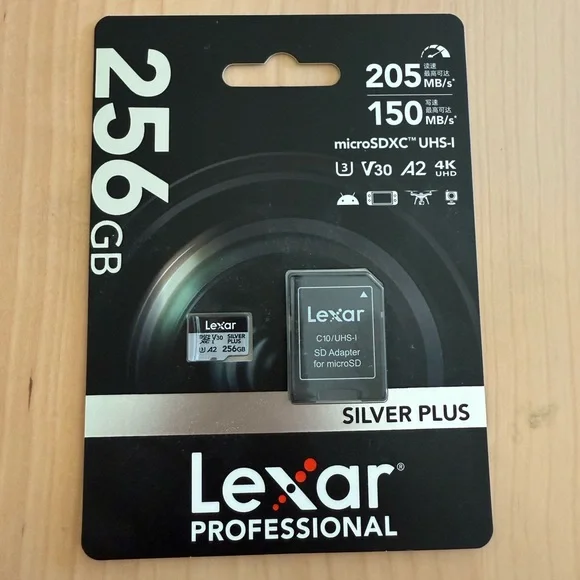 256GB Silver Plus microSDXC Card with Adapter - Picture 2 of 4